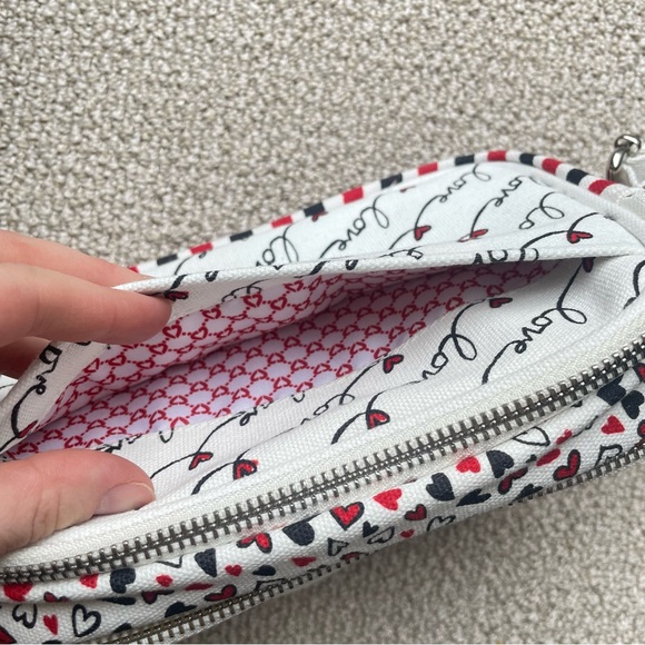 NEW Brighton LOVE SCROLL Canvas Love White/Black/Red Heart Crossbody Bag NWT - Picture 5 of 9